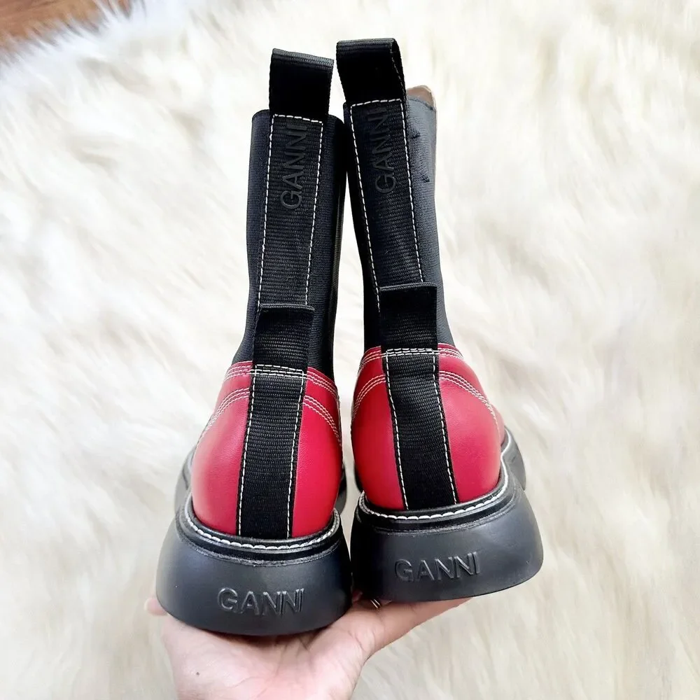 Ganni Everyday Mid Chelsea Boots in Red Size 40 (9.5 US)